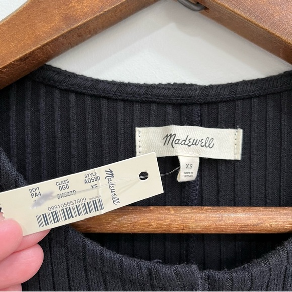 Madewell Black Ribbed Button Front Mini Dress A0580 size XS - Picture 6 of 10